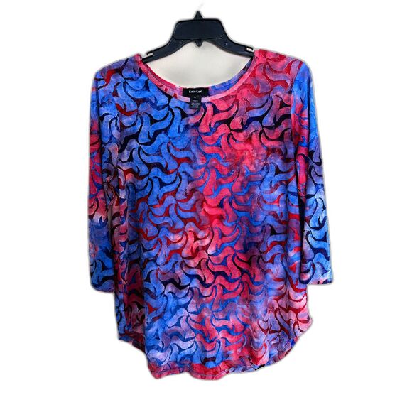 Karen Kane Tops - Karen Kane Velvet Burnout Floral Blouse - Size XL - Blue & Red Boho Top